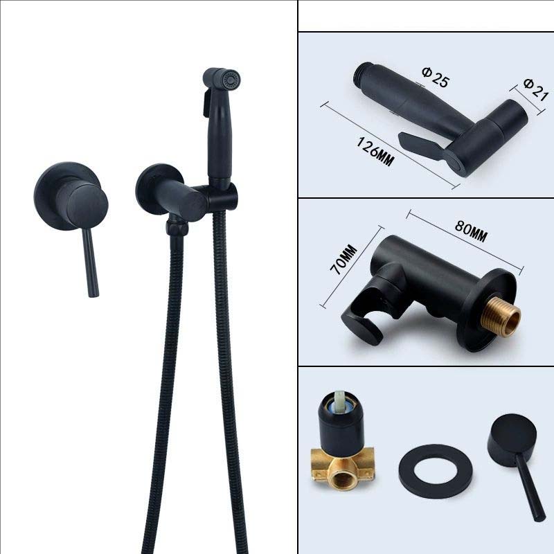 

Brushed Gold All copper toilet spray gun wall mounted concealed Shower Bidet hot and cold faucets bathroom toilet companion чёрный