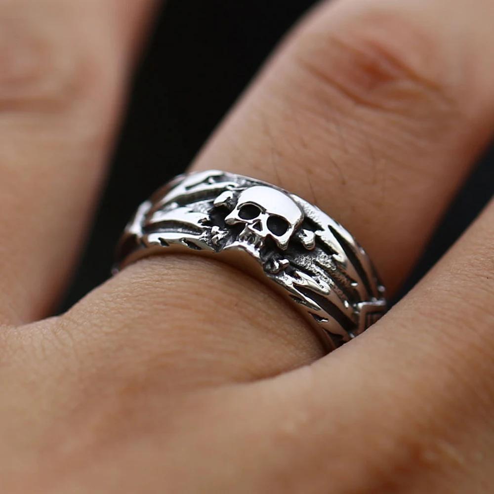 Vintage Gothic Skull Rings for Men Women Punk Hip Hop Party Skull Stainless Steel Ring Fashion Jewelry Gift Wholesale Size 7-13