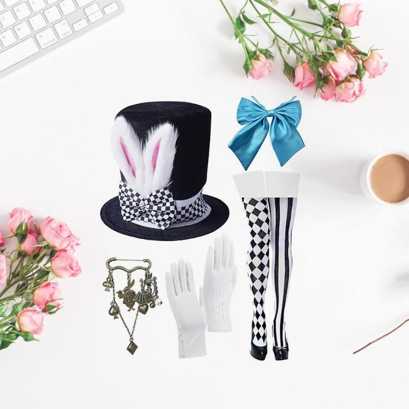 Rabbits Ears Top Hat Easter Day Costume Accessories White Gloves Striped and Plaids Stockings Party Supplies