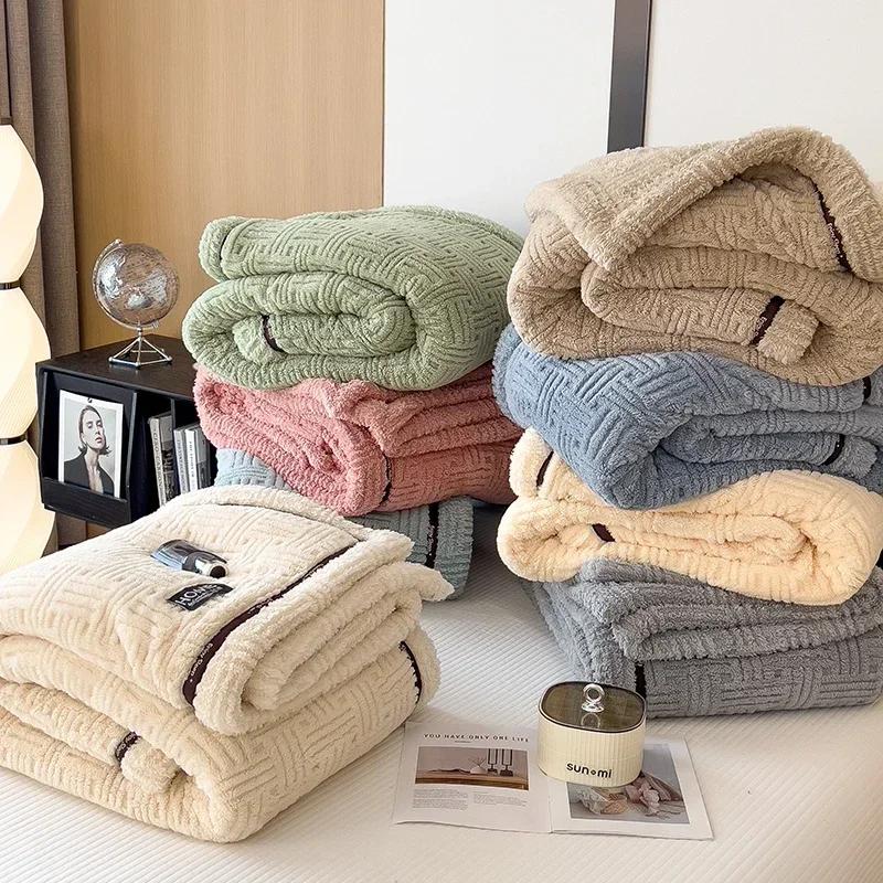 Neue Halbseiten Fleece Herbst Winter Decke Weich Flauschig Mutter- und Kindgerechte Bettdecken Warm Atmungsaktiv Sofaüberwurfdecke