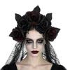 Rose Lace Headband for Women, Gothic Costume Headpiece for Halloween Parties, Cosplay Styling, Stage and Photo Looks