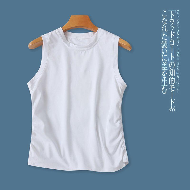 

Спортивная майка без рукавов для тренировок, летняя новинка, женская одежда для внешней торговли, минималистичный пуловер с круглым вырезом, эластичная куртка для йоги 29911 White B- 6-2-3 M