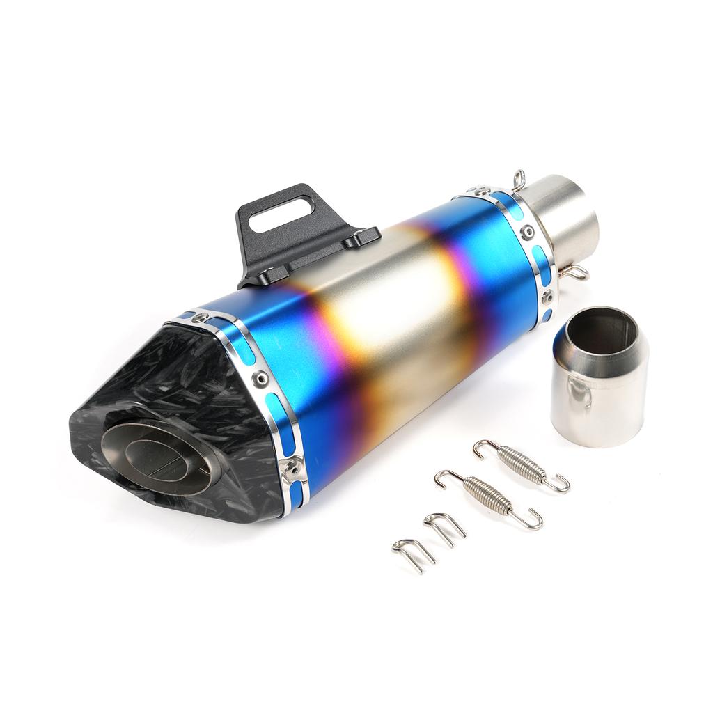 1.5-2in Inlet Motorcycle Exhaust Muffler Pipes Slip On Silencer Carbon Fiber Style Tail Tube High