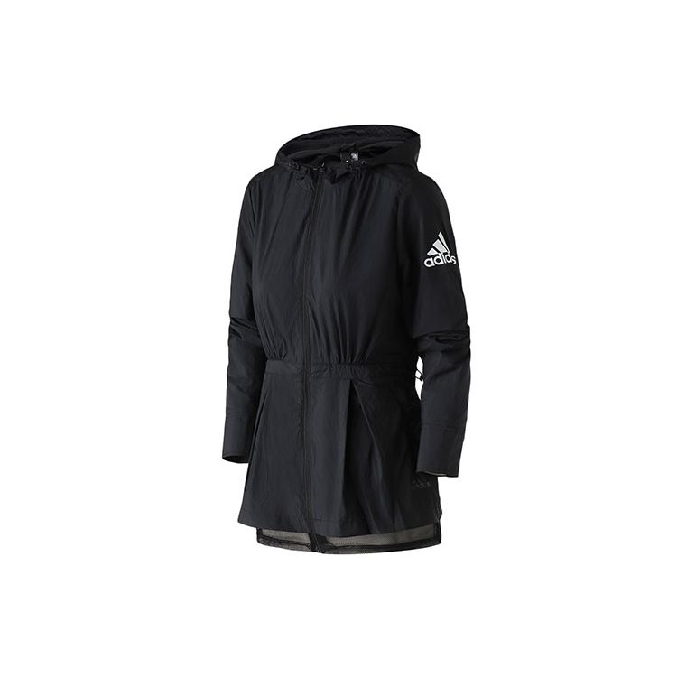 

Adidas Slim Fit Hooded Zip Jacket Women Jackets Black EA3108