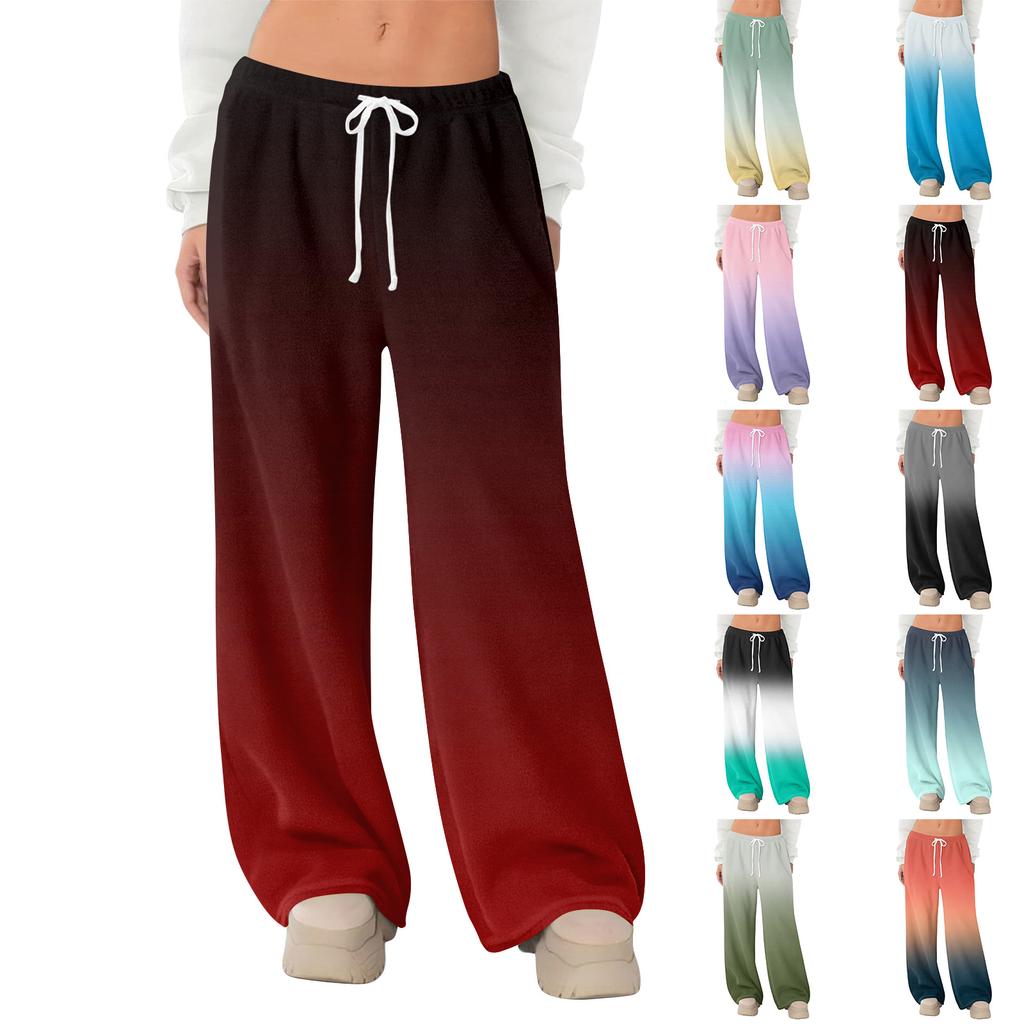 Women's Fleece Wide Leg  Elastic Waist Drawstring Loose Pants Drawstring Pajama Pants Sleepwear Trousers