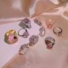 NEW Classic 925  Inlaid Zircon Engagement Ring Pink Crystal Women Shiny Zircon Jewelry Heart-shaped Pink Women's Ring