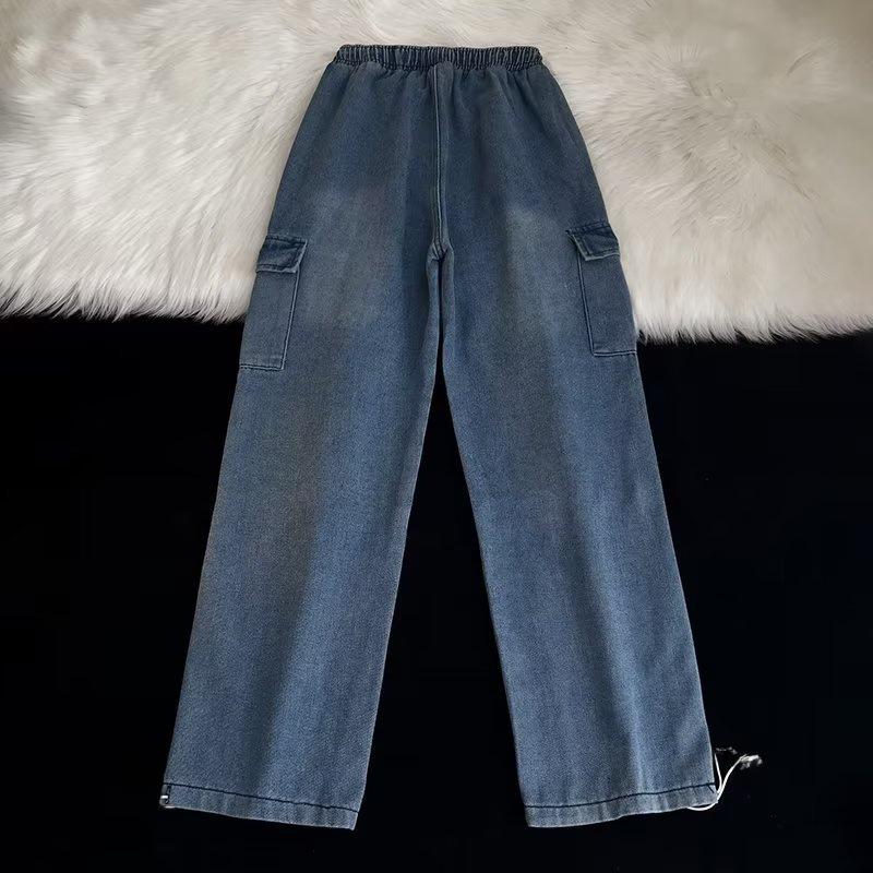 Men's Retro Loose-Fit Japanese Jeans with 3D Pockets and Tapered Legs
