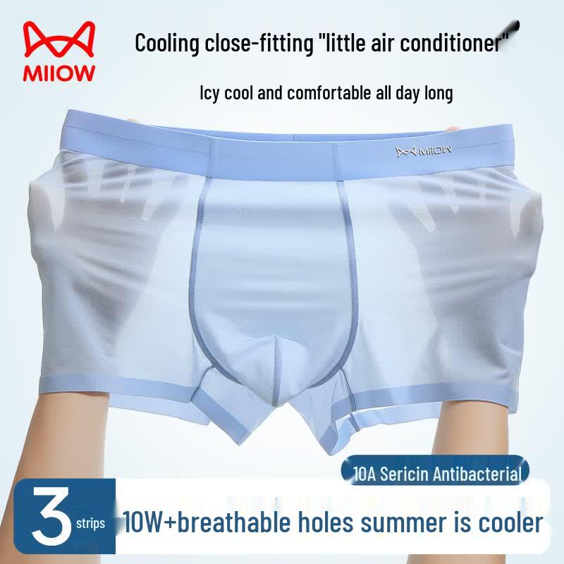 Mao Ren Men's Ice Silk Quick-Dry Boxer Briefs
