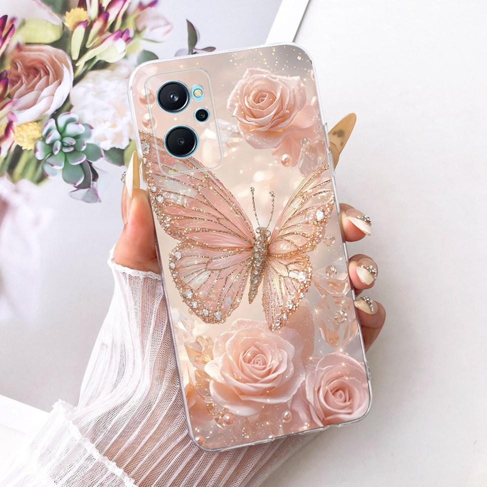 For Realme 9i 4G Case RMX3491 Transparent Cute Cat Fashion Butterfly Funny Painted Casing For Real me 9i 4G Cover