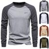 Men's Round Neck Raglan Sleeve Color Matching Long Sleeve Shirt Men's Casual Fashion Solid Color Long Sleeve Shirt