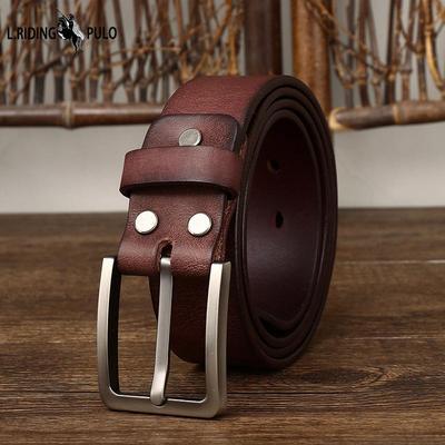 Gürtel Herren Koreanischer Stil Schlichte Mode All-Match Verwaschener Vintage Echt Rindsleder Oberfläche Gürtel
