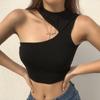 Women's sexy shoulder-cutting irregular short casual sports vest base shirt