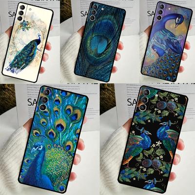 Bird Peacock Feather Case For Samsung Galaxy S24 Ultra S22 Plus S20 S21 FE S8 S9 S10 Note 10 20 S23 Ultra Cover