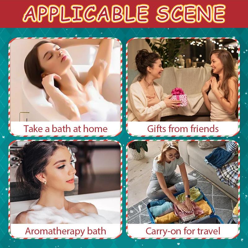 4-piece Christmas Bath Salt Ball Set In Gift Box. Gentle and Moisturizing for Skin. Enjoy A Perfect Spa-like Experience. Perfect Christmas Gift.