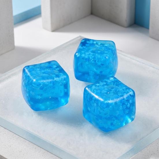 Clear Toy Snowflake Anxiety with Glitter Cube Squeeze Relief Stress Cube Sensory