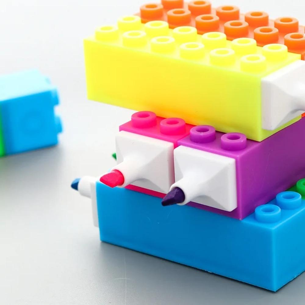 Plastic Building Up Block Highlighter Pen Colorful Markers Pen Art Stationery Highlighters Drawing Tools Office School Supplies