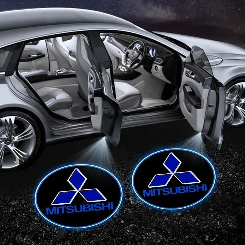 bljm6 1/2pcs LED Car Door Welcome Badge Light Car Logo Projector For Mitsubishi Outlander I200 Pajero Eclipse ASX Lancer Delica Ex