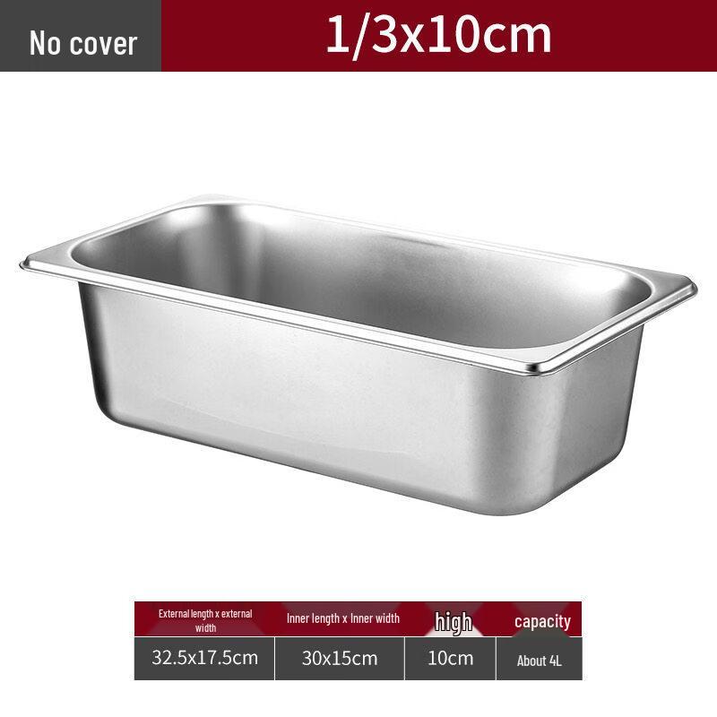 

304 Stainless Steel GN 1/3 Food Pan (10cm Deep, 4-Pack)