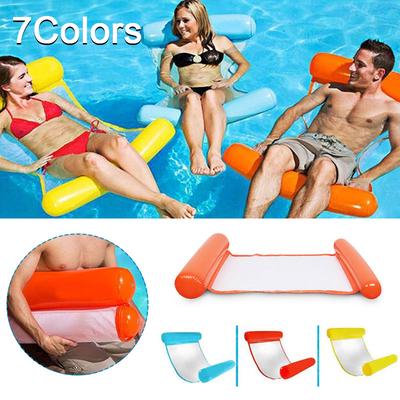 Foldable /& Easy to Carry Air Mattress Yellow White Aqua Lounger /& Floating Sleep Pillow for Swimming Pool or Beach The Season Toys Inflatable Water Hammock