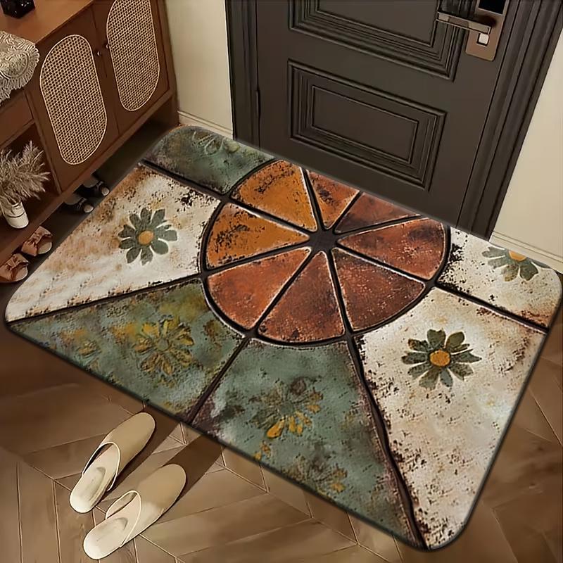 

Винтажный Цветочный Нескользящий Коврик для Пола Моющийся Декоративный Ковер для Прихожей Передней Двери Патио Ванной Кухни 40x60cm