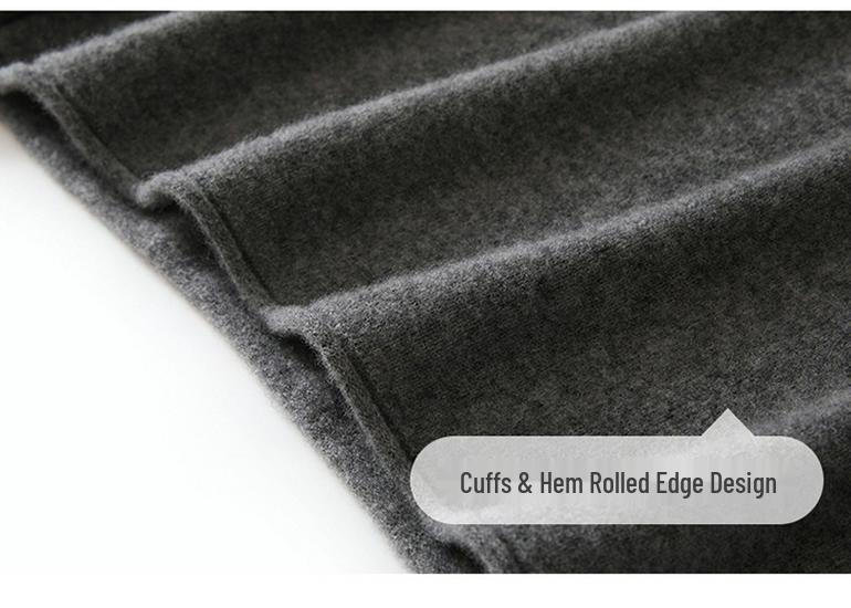 Ribbed Cashmere Half-High Neck Sweater - Women's Autumn/Winter Fashion Loose Knit Pullover