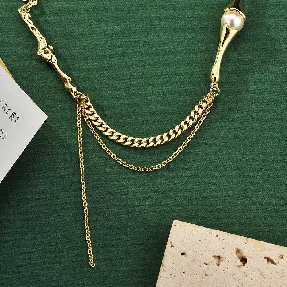 

Tassel Unique Pearl Necklace With Geometric Designs And Mixed Materials For Women золотой