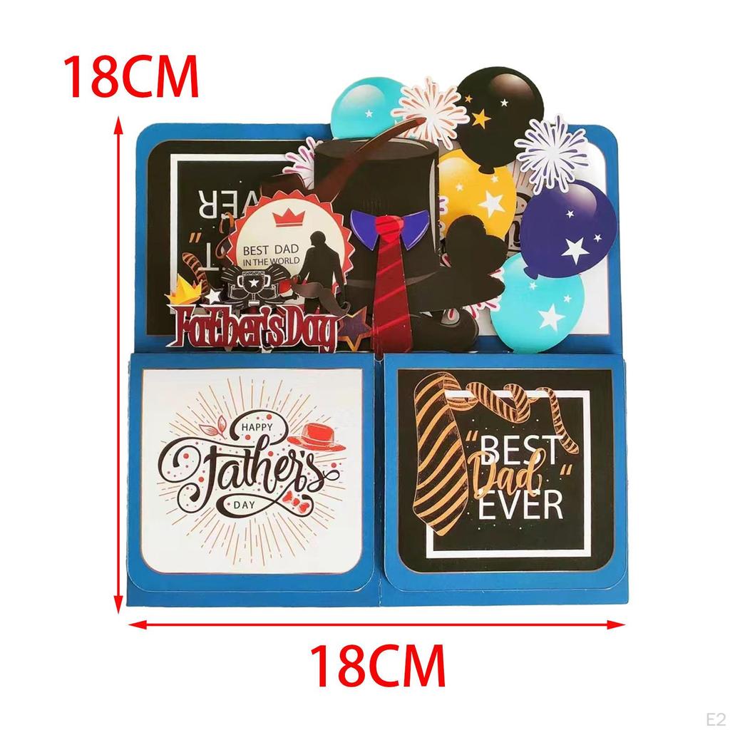 Father's Day Card, Best Dad in The World Creative Boxed 3D Popup Greeting Card for from