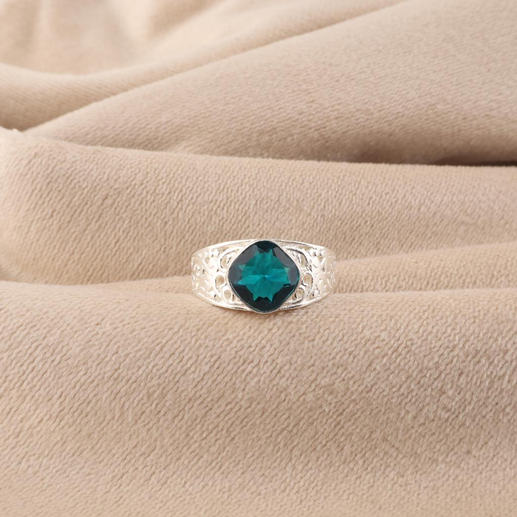 Apatite Gemstone Silver Wedding Ring, 925 Sterling Silver Jewelry, Natural Gemstone, Women's Jewelry CZR-24-1