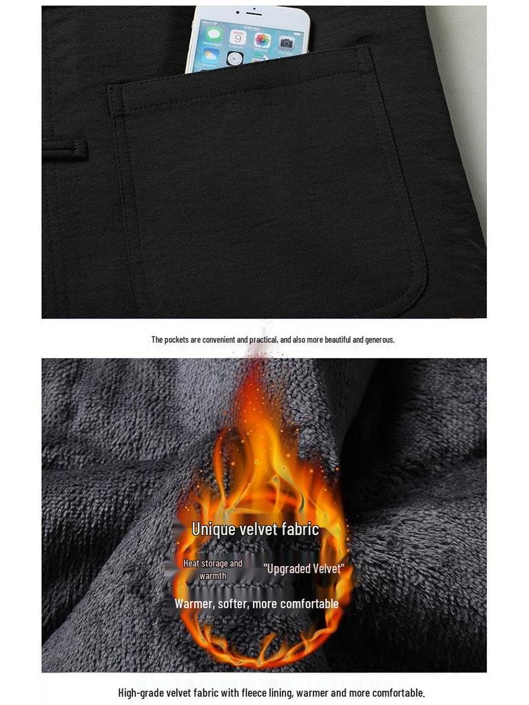 Fleece-Lined Cotton-Padded Tang Suit: Warm Winter Coat for Middle-Aged & Elderly Men