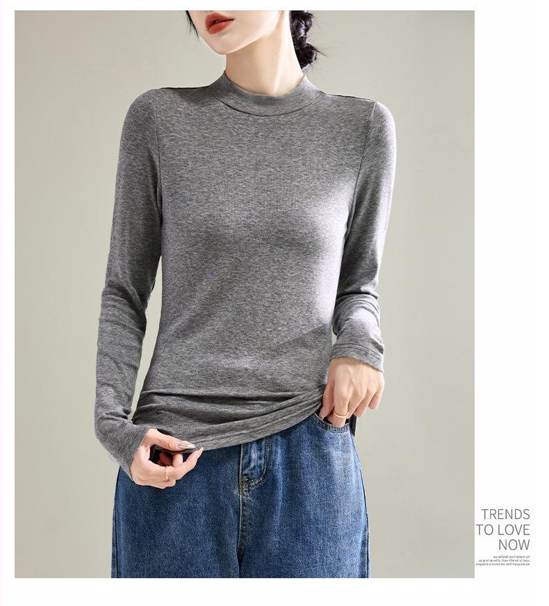 Damen Schwarzes Tencel Merino Wolle Slim Fit Langarm Baselayer Oberteil - Semi-High Neck, Herbst/Winter 2025 Kollektion.