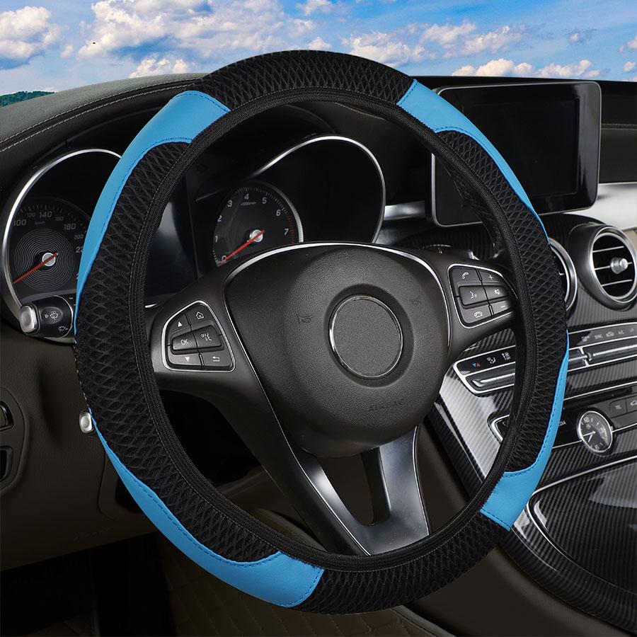 Car Steering wheel cover 3D Embossed No Inner Ring Car Steering Wheel Cover - Breathable Carbon Fiber Auto Parts Accessory
