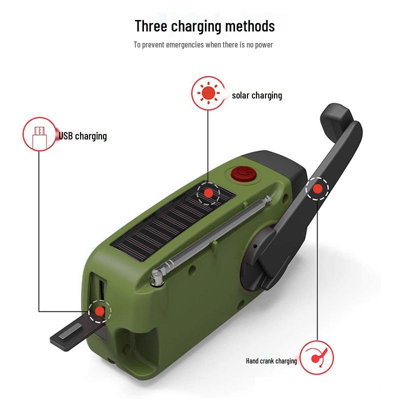Portable Solar Hand-Crank Emergency Power Generator with LED & Multi-Band Radio
