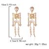 Luxury Full Rhinestone Halloween Skeleton Earring for Women Retro Exaggerated Punk Skull Dangle Earrings Festival Party Jewelry