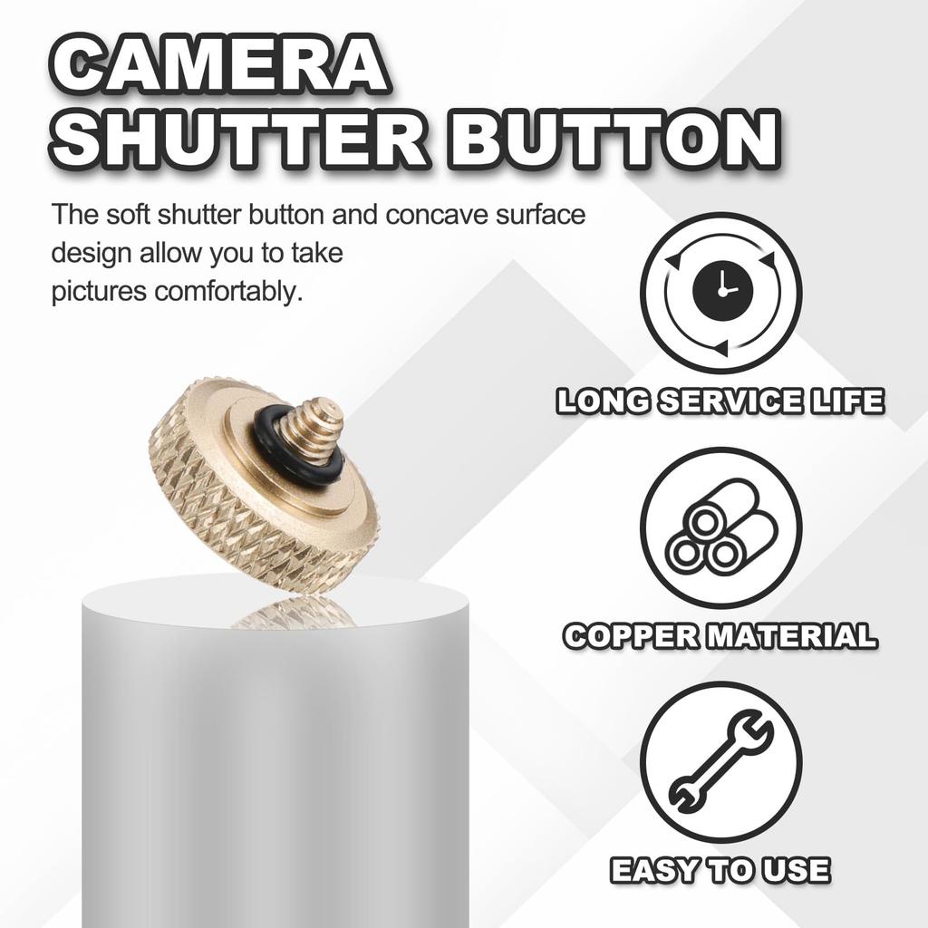 PATIKIL Camera Shutter Release 12mm Concave Shutter Release Pure Copper Camera Button for Leica Cushion Gold Button, 2-Piece Button, Nikon, Fujifilm,