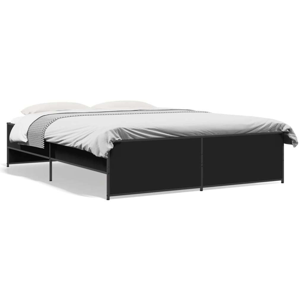 Bed Frame Black 150x200 cm Particleboard and Metal