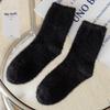 Women's mid-tube mink velvet socks for autumn and winter. Thick, warm, and fluffy for postpartum and sleep.