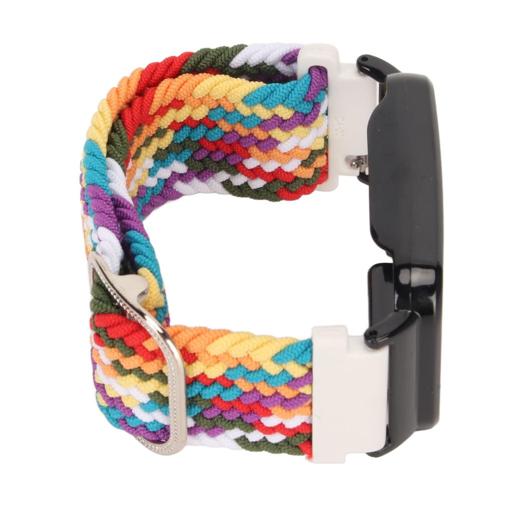 Stretch Nylon Braided Watch Strap Band with Protective Bumper Case Accessory Fit for Mi Band 7 Pro Multicolor and Black