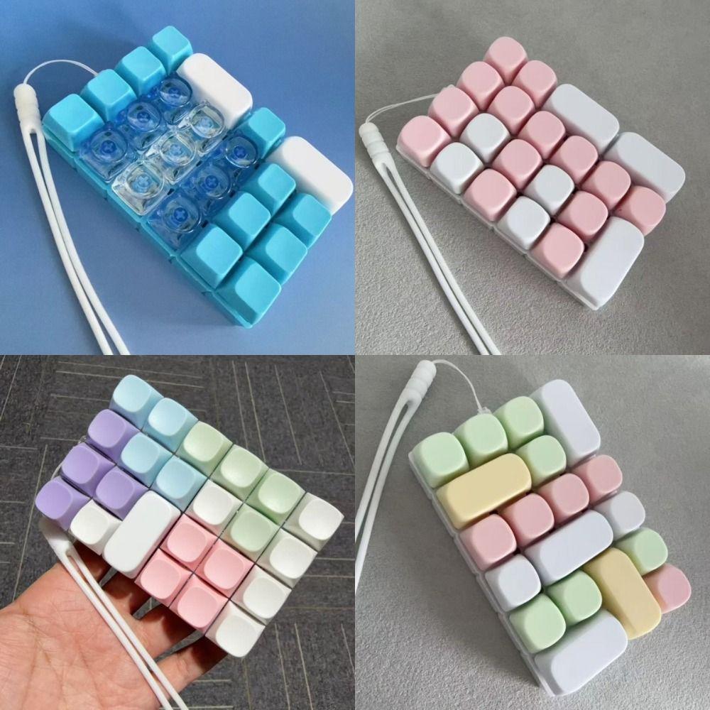 9-key 24-key Finger Button Toys Plastic Keycap Antistress Toys Keyboard Key Chain for Adults Kid