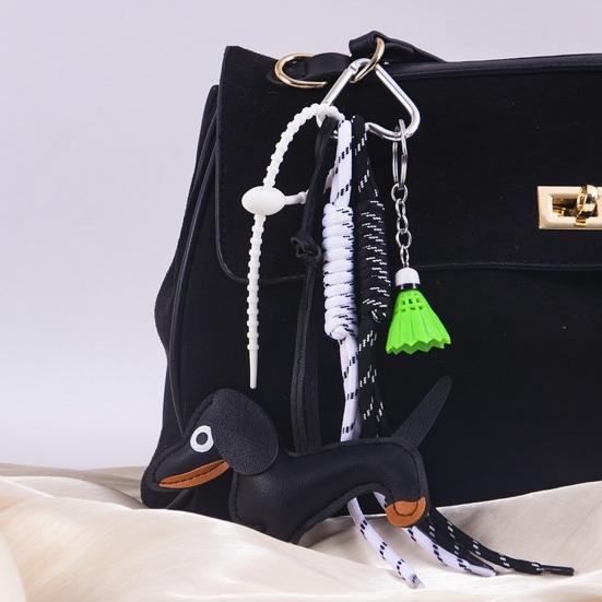 Yousheng Dachshund Dog Bag Pendant Bag Charms with Woven Umbrella Retractable Rope Keys Bags Wallets Accessories