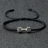[Golden Silvery Bracelet] Golden Silvery Alloy Dumbbell Bracelet | Women's Fashion Charms Barbell Nylon Thread Braided Couple Gym Jewelry