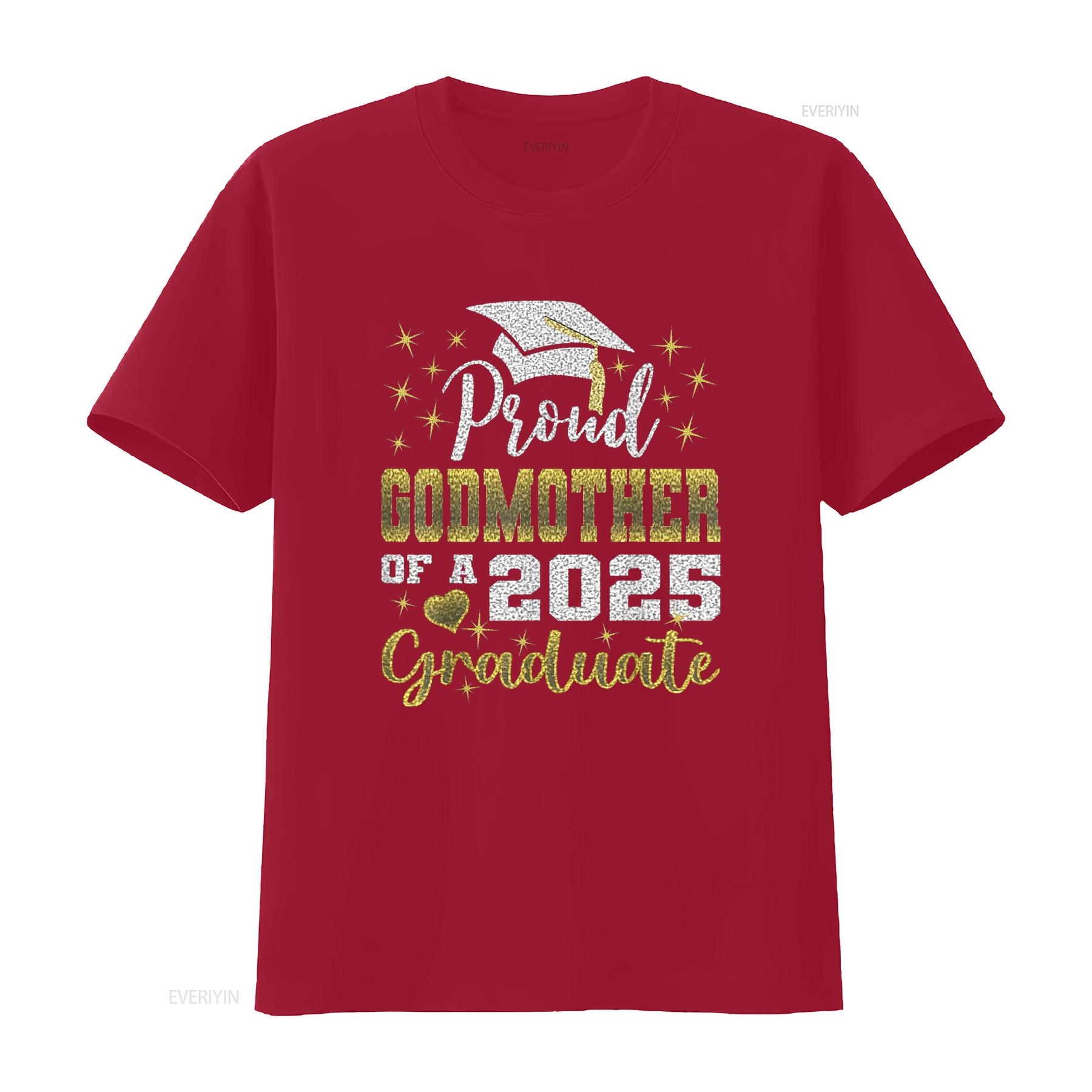 

Super Proud Godmother of 2025 Graduate Awesome Family School T Shirt vintage Washed streetwear Top For Everyday Wear Soft S