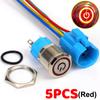 16mm Latching Push Button Switch LED Illuminated Waterproof 12V 24V Metal Round Power On Off Toggle Car Boat Marine Dash Wire