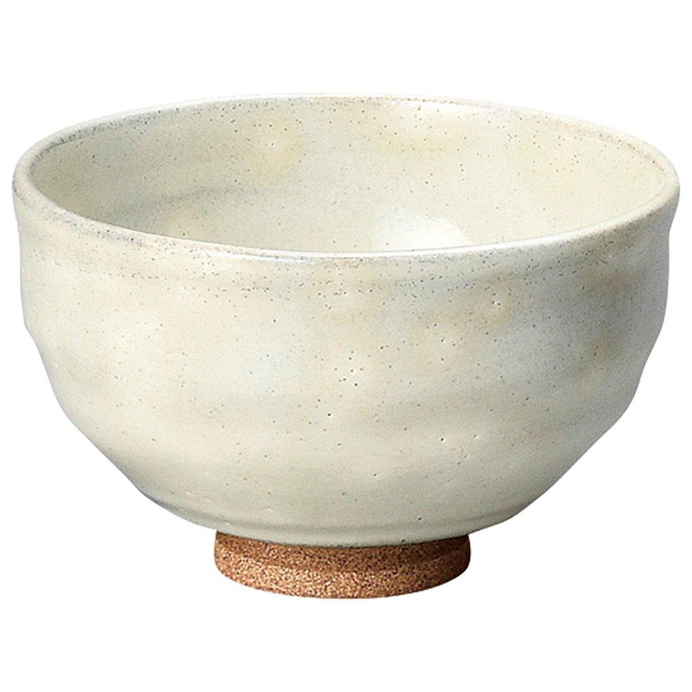 Yamashita Kogei Mino Ware Marugi Kohiki White Nagashi Matcha Bowl, 7.5 x 12.5 x 12.5 cm, 13044850