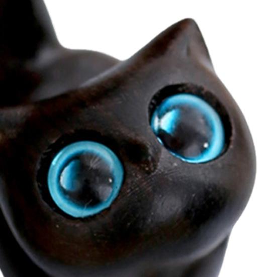 Mini Cat Figurine Hand-carved Wooden Cat Statue Collectible Polished Miniature