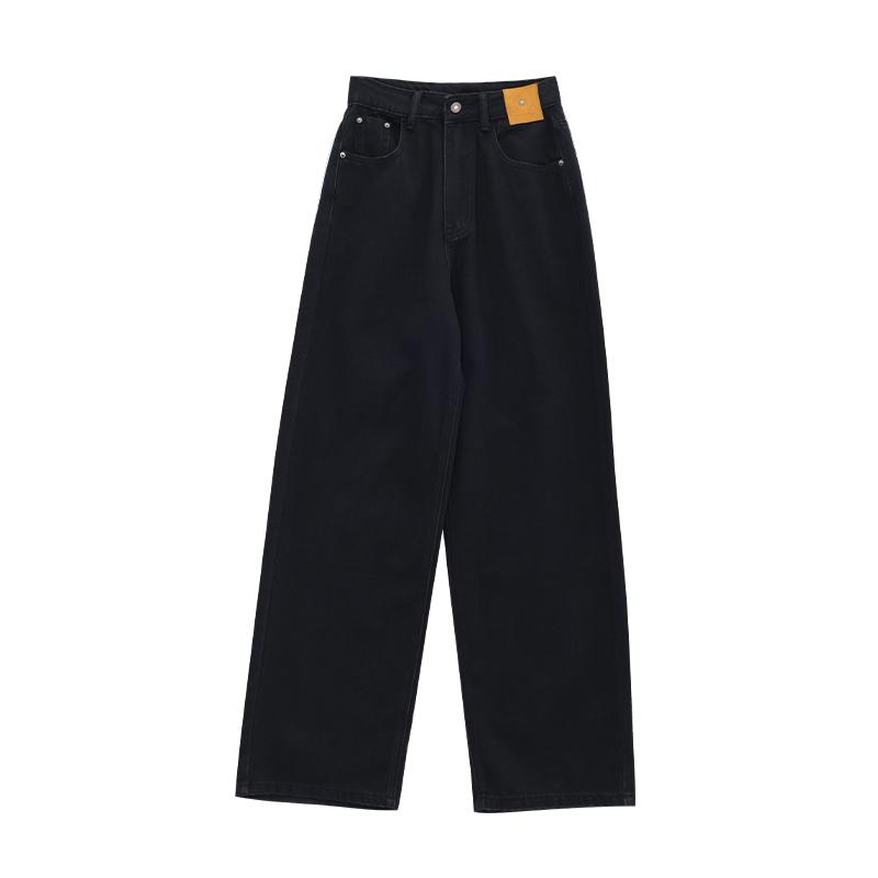 Jeans dritti larghi neri donna moda coreana streetwear pantaloni in denim a gamba larga a vita alta pantaloni Jean lavabili larghi femminili Y2K