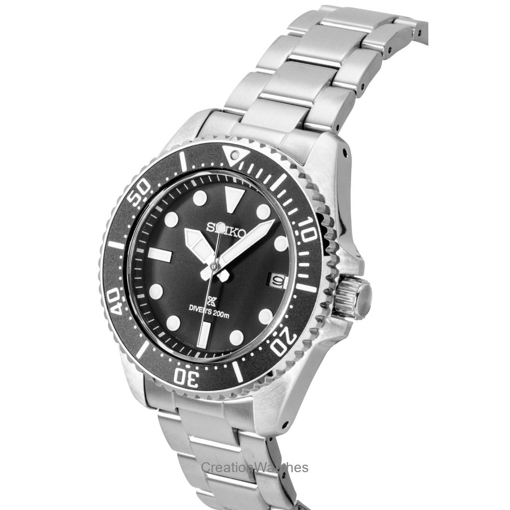 Seiko Prospex Stainless Steel Black Dial Solar Diver's SNE597P1 200M Men's Watch