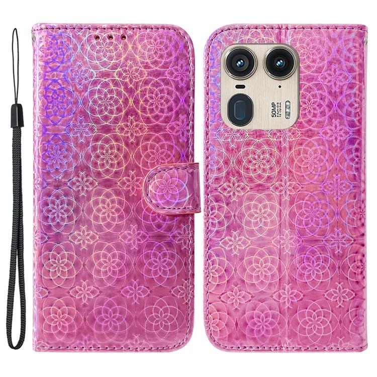 

For Motorola Edge 50 Ultra 5G / Moto X50 Ultra 5G Dazzling Flower Wholesale Phone Case PU Leather Phone Cover - Pink