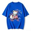 2026 New Arrival Kawaii Hello Kitty Pink Car Print Couple T Shirts Casual Loose Family Matching Outfits Parentchild Tees Tops