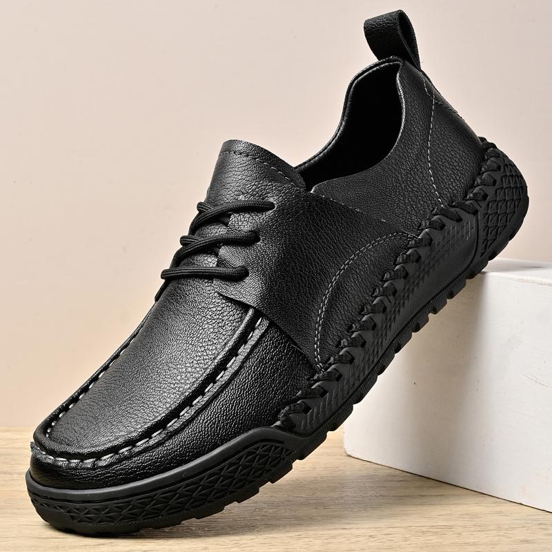 Fashion Brand Hand-stitched Casual Leather Shoe Men Outdoor Light and Non-slip Genuine Leather Walking Hiking Shoe Comfy Driving Loafers