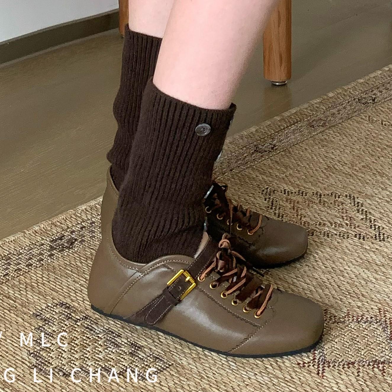 

2025 новый продукт неглубокие балетки на шнуровке женские весенние новые с круглым носком на лентах на плоской подошве немецкие тренировочные туфли 39